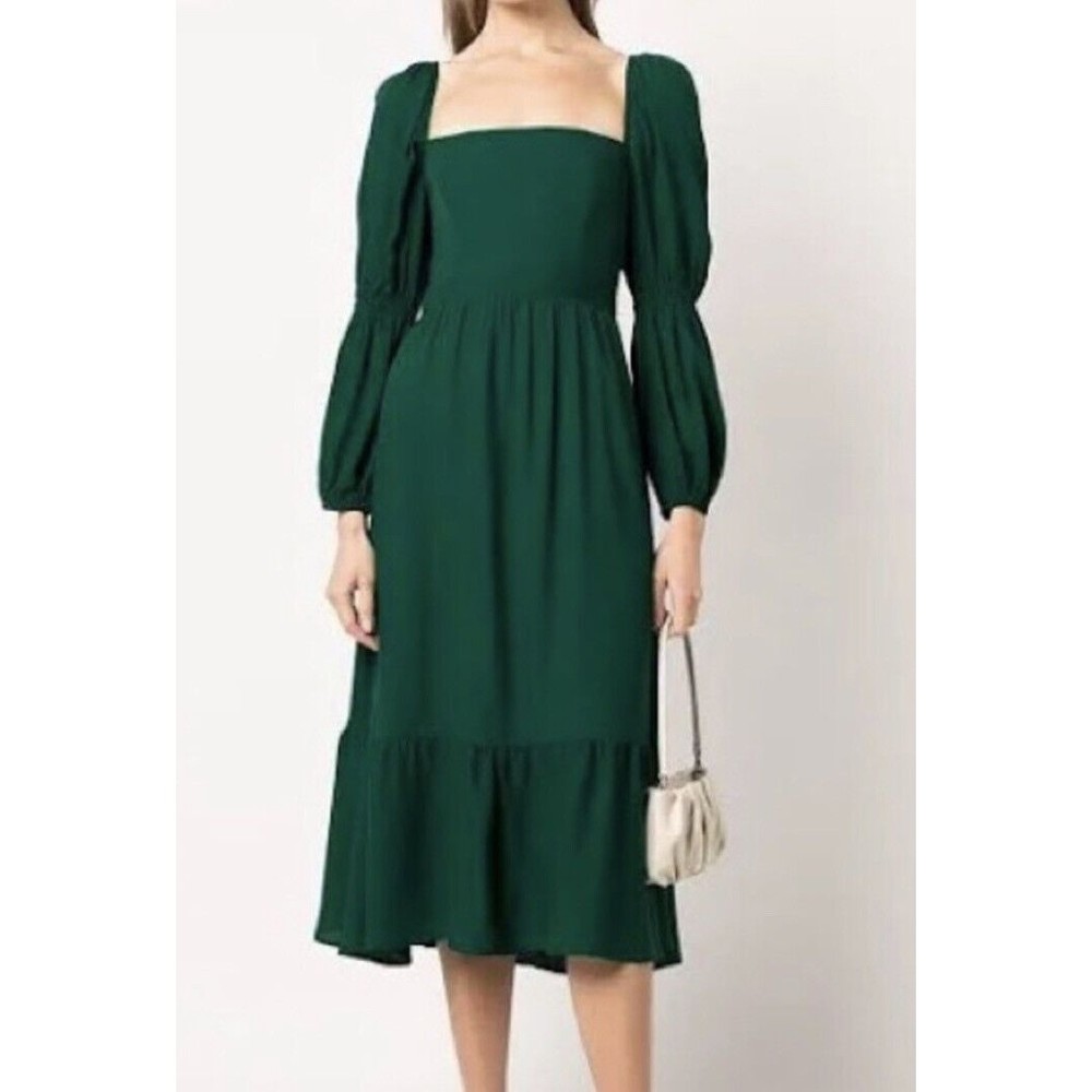Women’s Emerald Green Square Neck Midi Dress Mica Dress